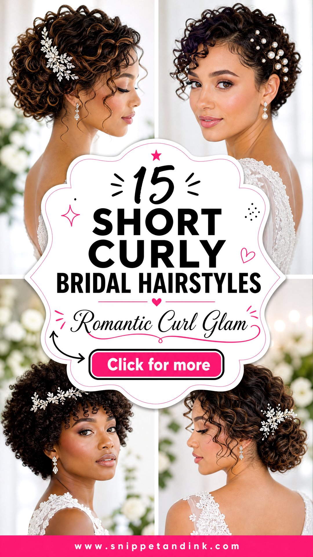 15 Short Curly Bridal Hairstyles for Romantic Wedding Glam - 15 Short Curly Bridal Hairstyles for Romantic Wedding Glam