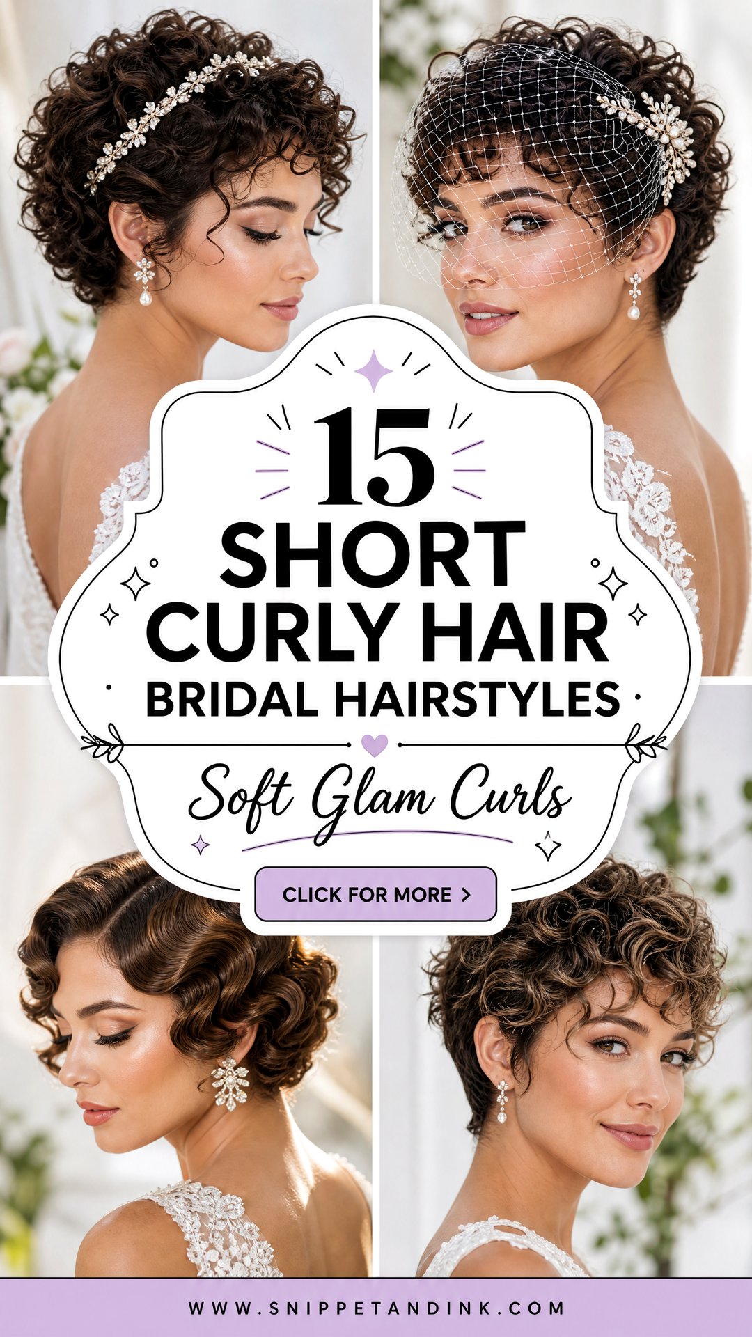15 Short Curly Hair Bridal Hairstyles for Soft Glam - 15 Short Curly Hair Bridal Hairstyles for Soft Glam
