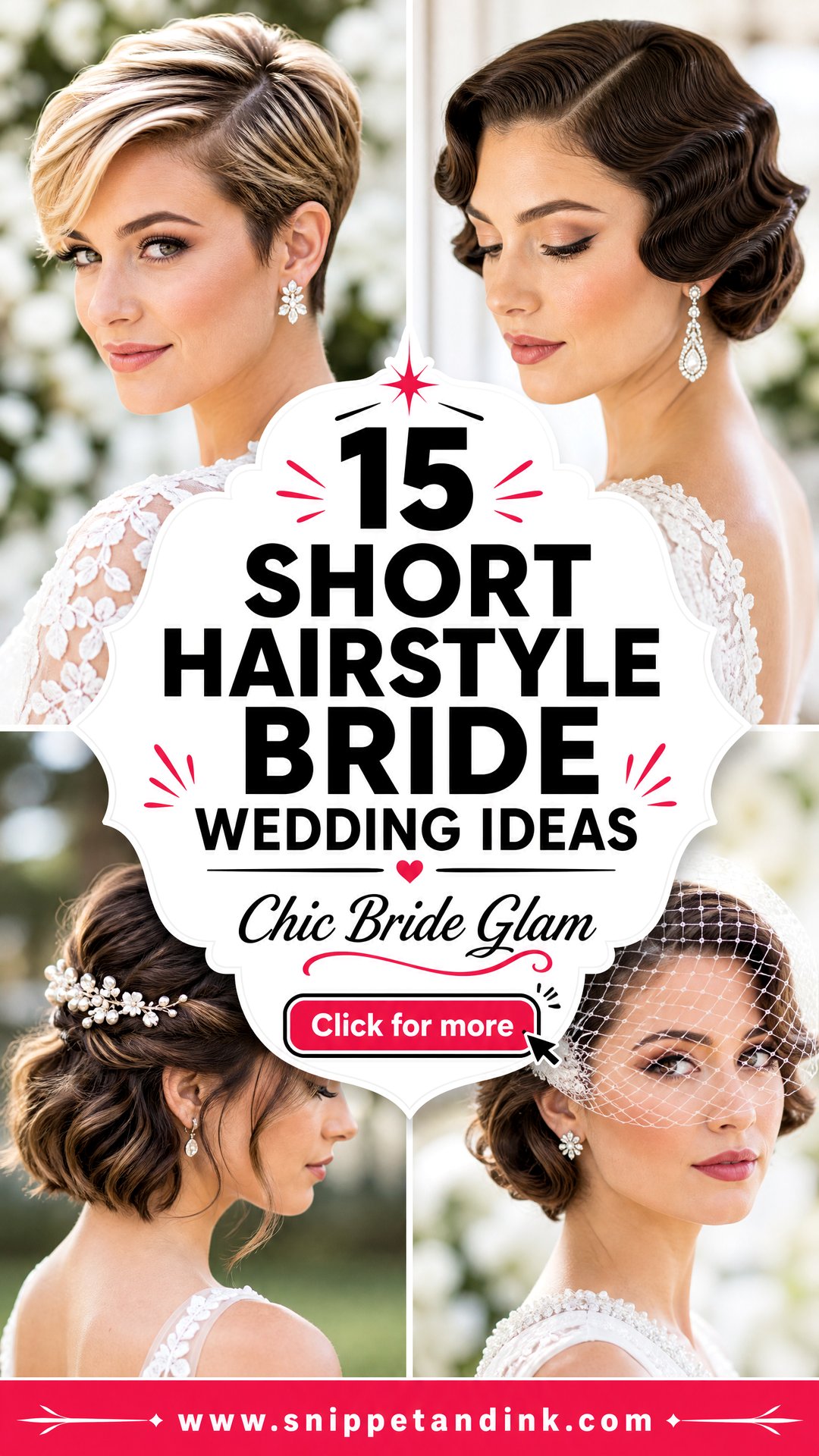 15 Short Hairstyle Bride Wedding Ideas for Chic Glam - 15 Short Hairstyle Bride Wedding Ideas for Chic Glam