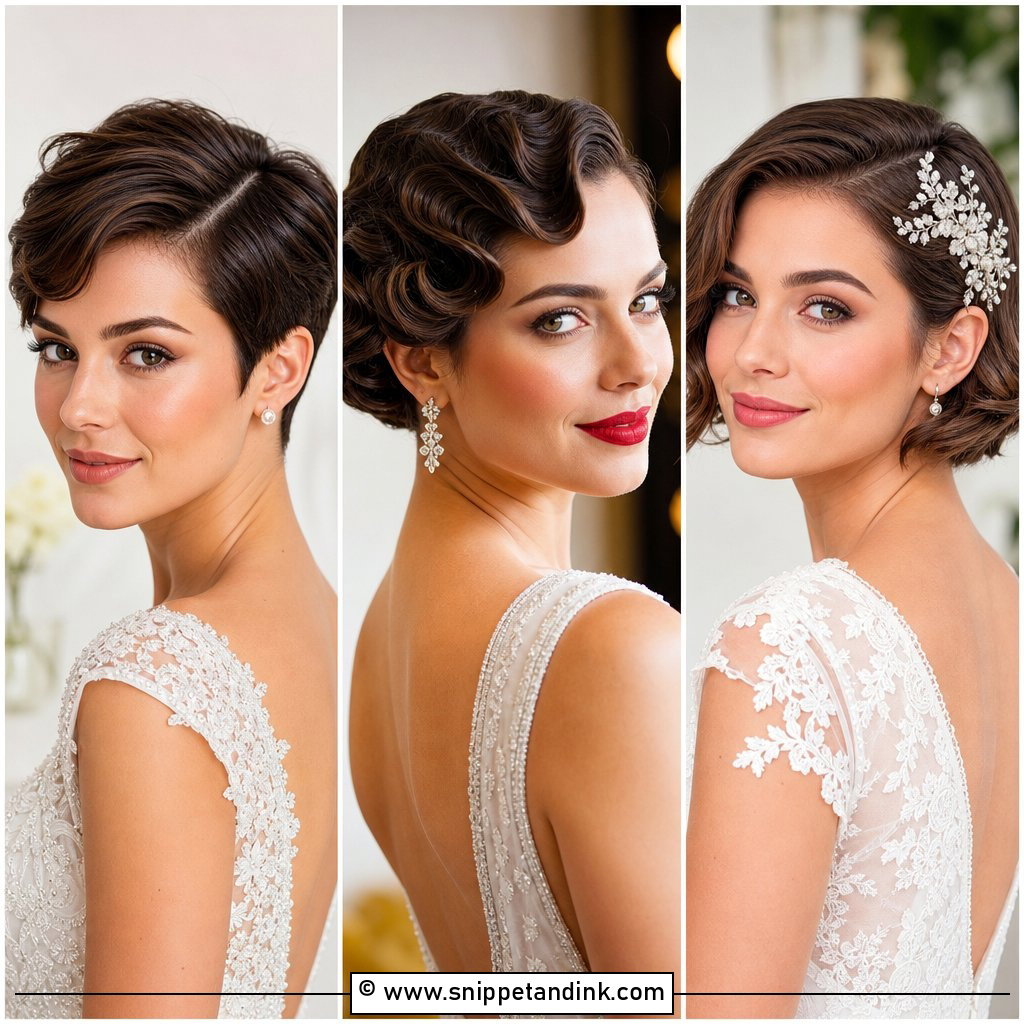 15 Short Hairstyle Bride Wedding Ideas for Chic Glam