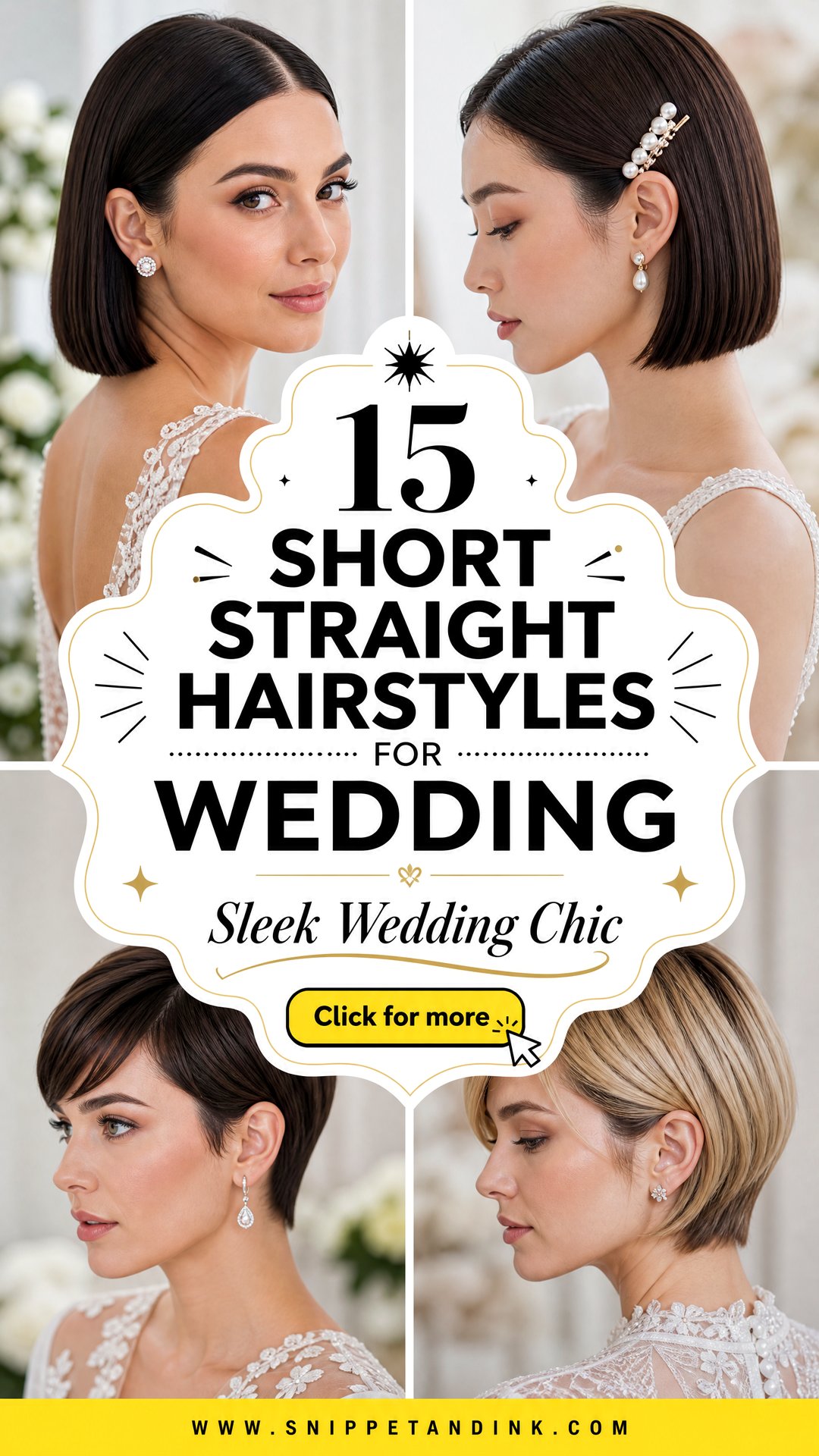 15 Short Straight Hairstyles for Wedding Chic Brides Love - 15 Short Straight Hairstyles for Wedding Chic Brides Love