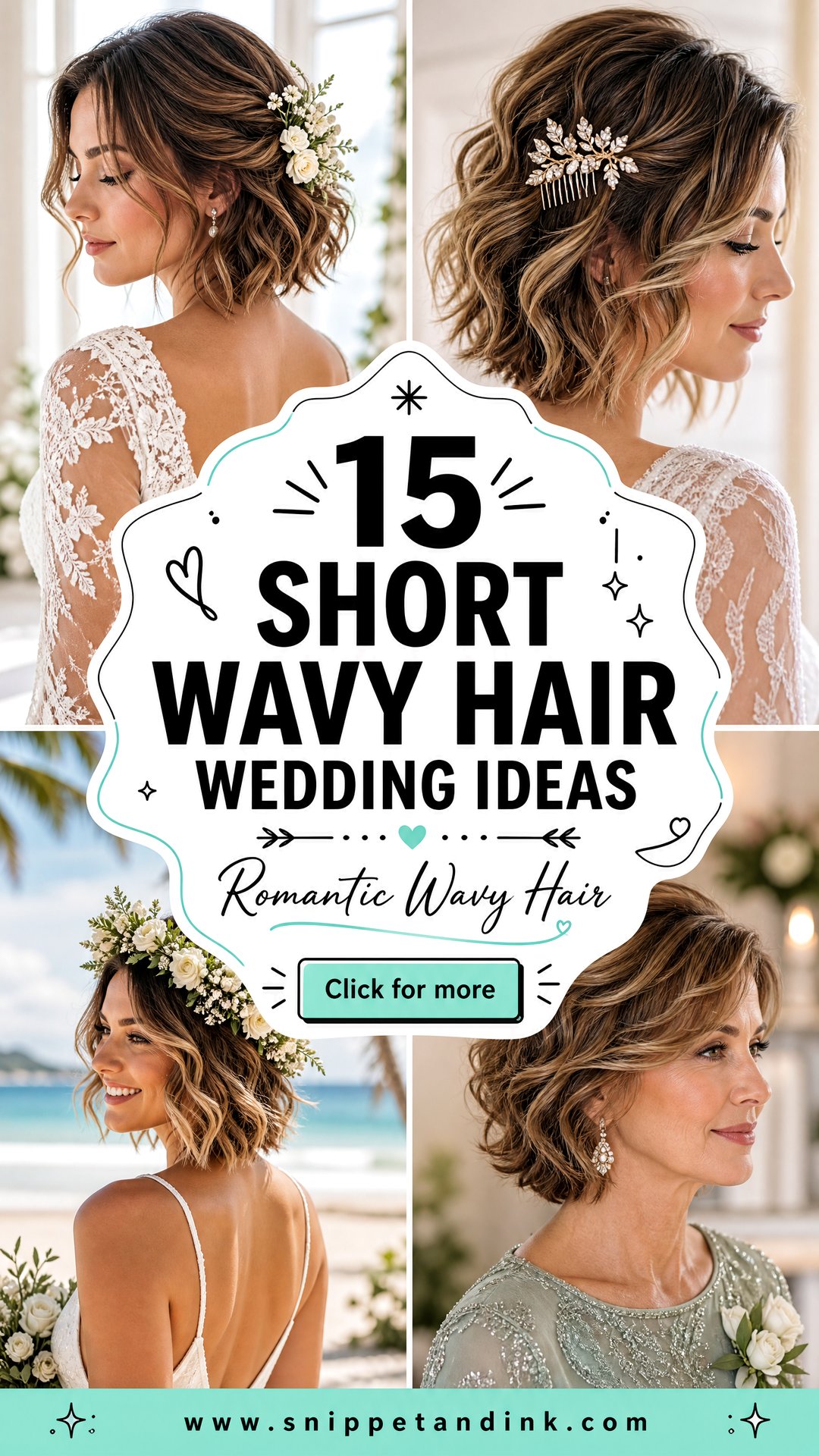 15 Short Wavy Hair Wedding Ideas for Romantic Brides - 15 Short Wavy Hair Wedding Ideas for Romantic Brides