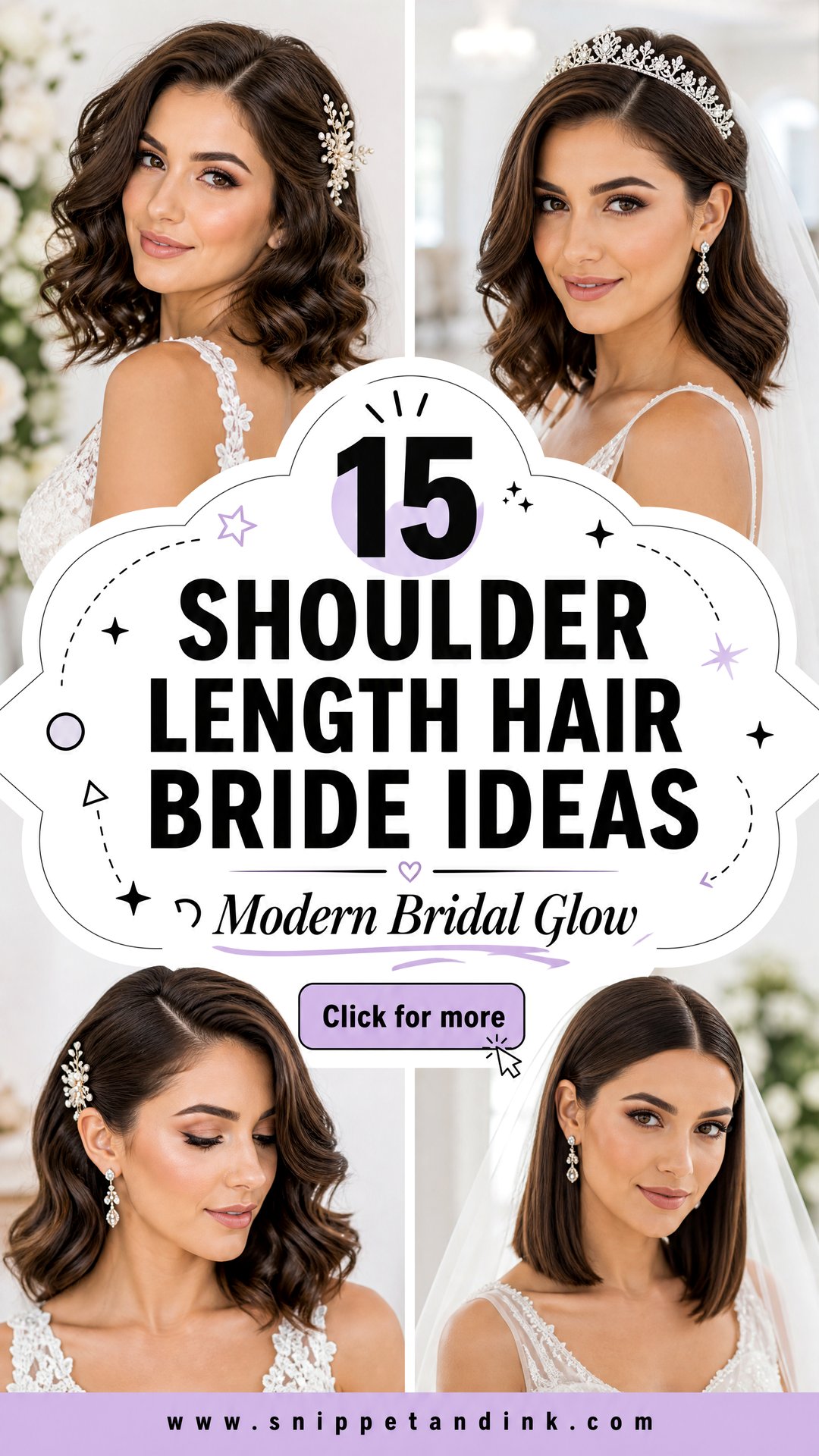 15 Shoulder Length Hair Bride Ideas for Modern Weddings - 15 Shoulder Length Hair Bride Ideas for Modern Weddings