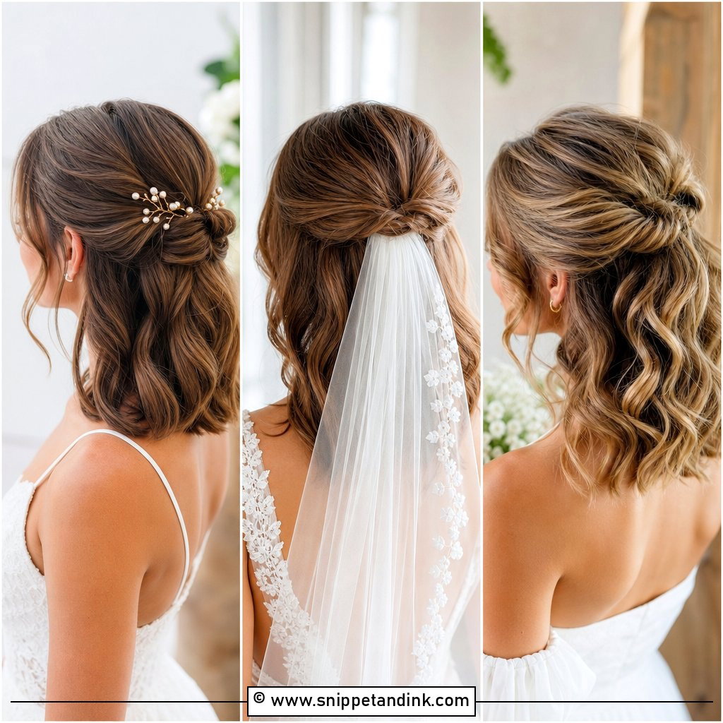 15 Shoulder Length Half-Up Half-Down Wedding Hairstyles Chic