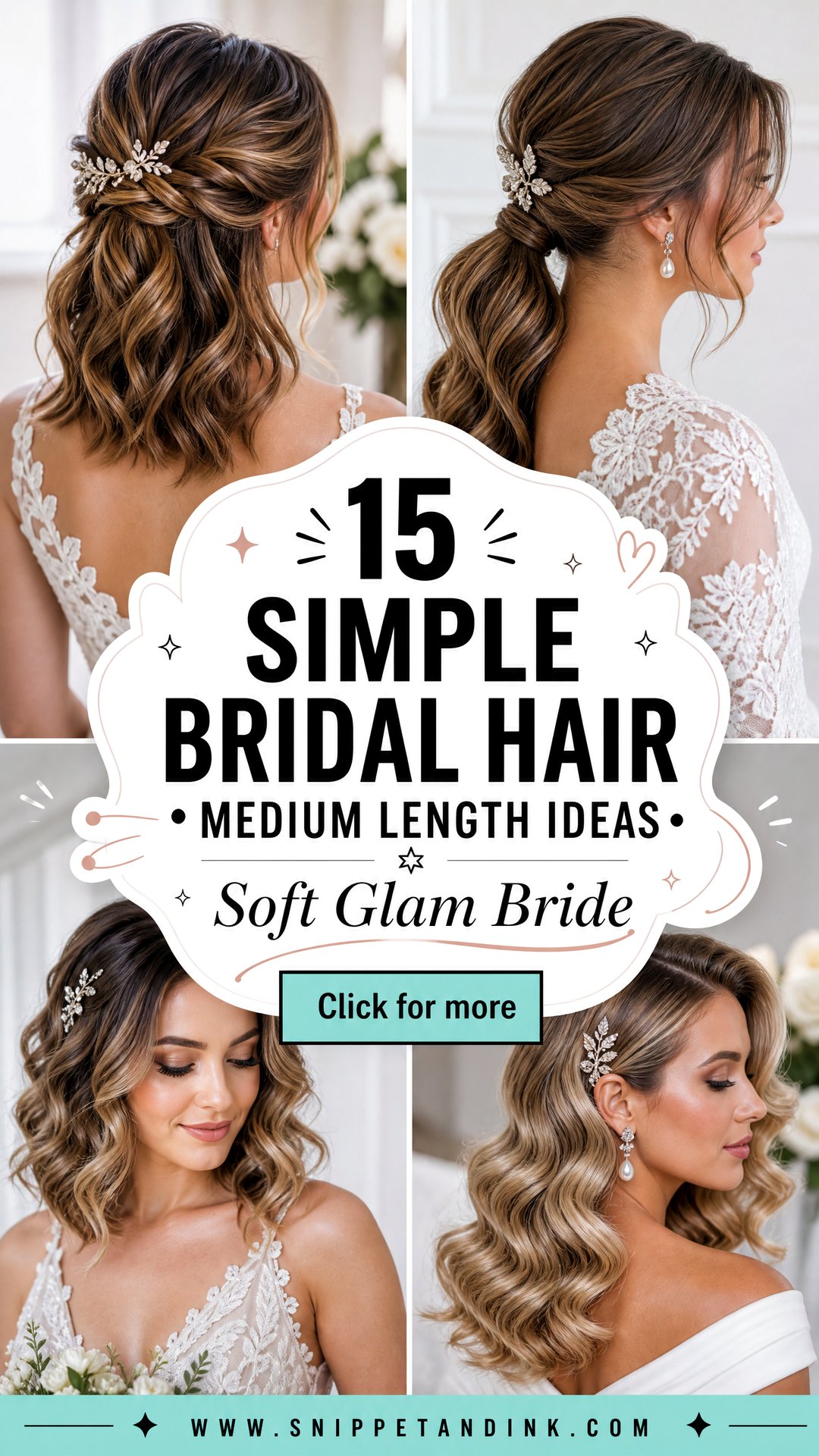 15 Simple Bridal Hair Medium Length Ideas for Soft Glam - 15 Simple Bridal Hair Medium Length Ideas for Soft Glam