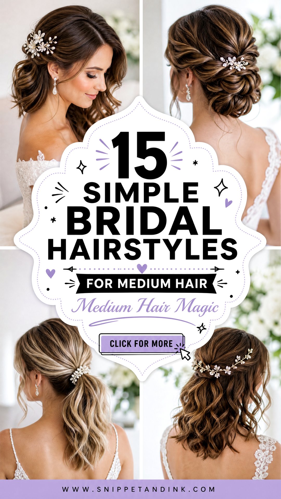 15 Simple Bridal Hairstyles for Medium Hair Brides Adore - 15 Simple Bridal Hairstyles for Medium Hair Brides Adore