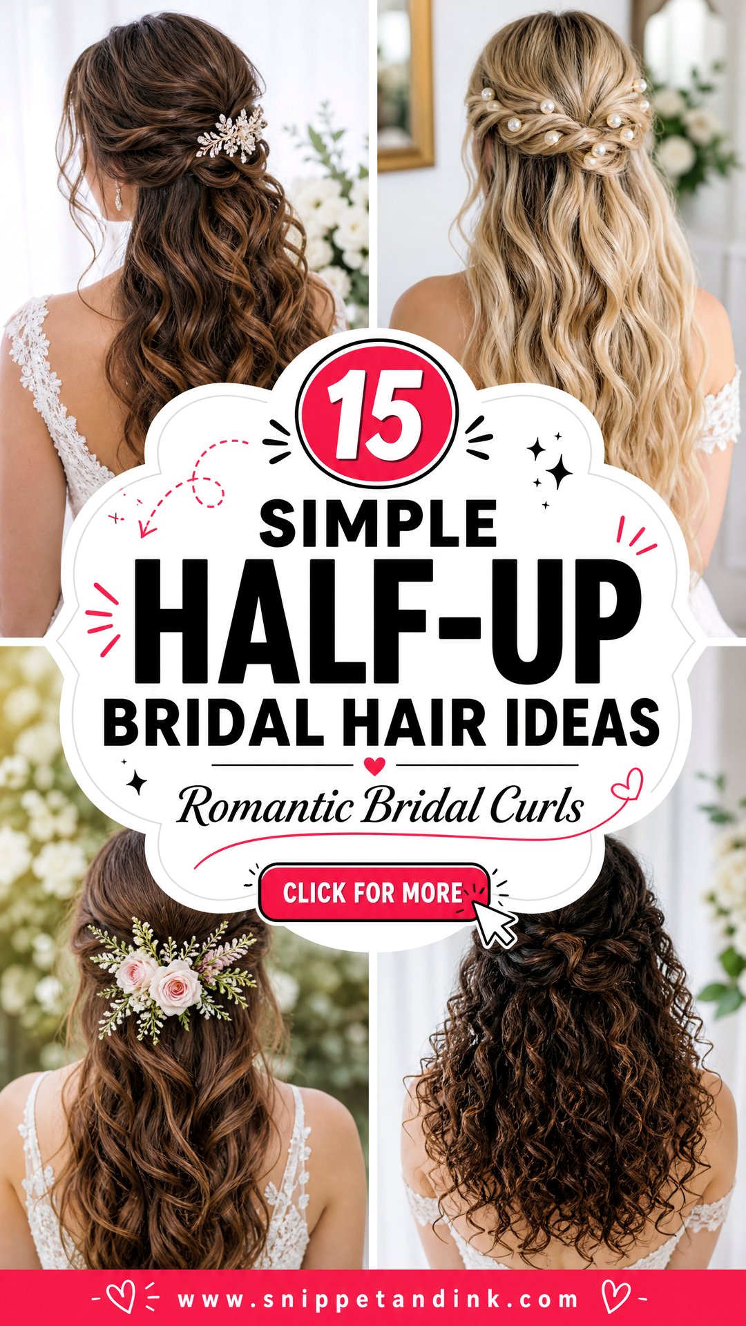 15 Simple Half-Up Bridal Hair Ideas for Romantic Brides - 15 Simple Half-Up Bridal Hair Ideas for Romantic Brides