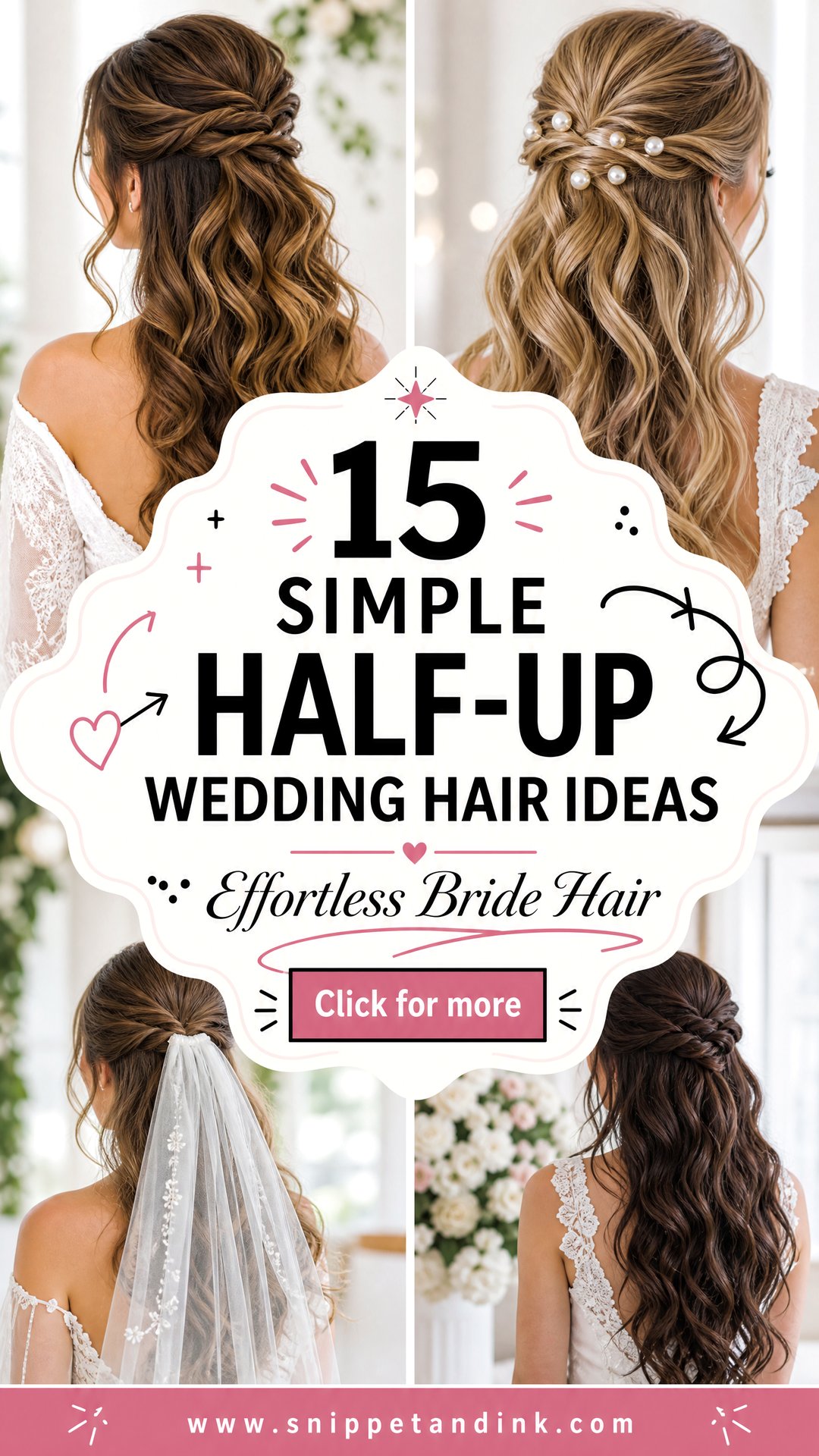 15 Simple Half-Up Wedding Hair Ideas for Effortless Brides - 15 Simple Half-Up Wedding Hair Ideas for Effortless Brides