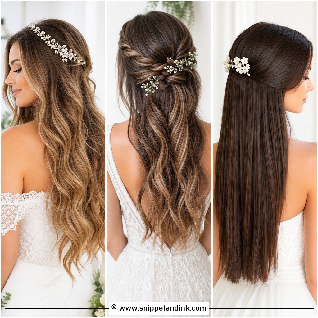 15 Simple Long Hair Wedding Styles for Effortless Romance
