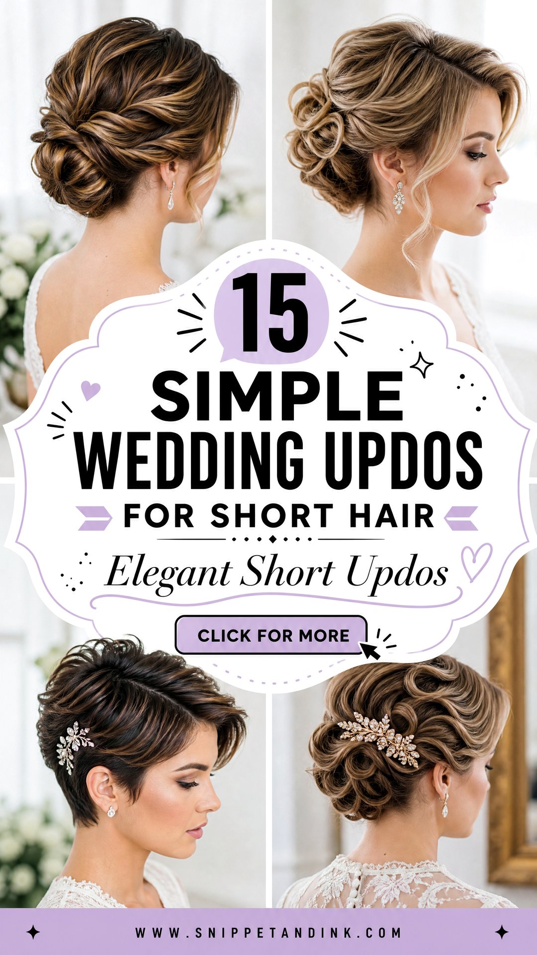 15 Simple Wedding Updos for Short Hair That Look Elegant - 15 Simple Wedding Updos for Short Hair That Look Elegant