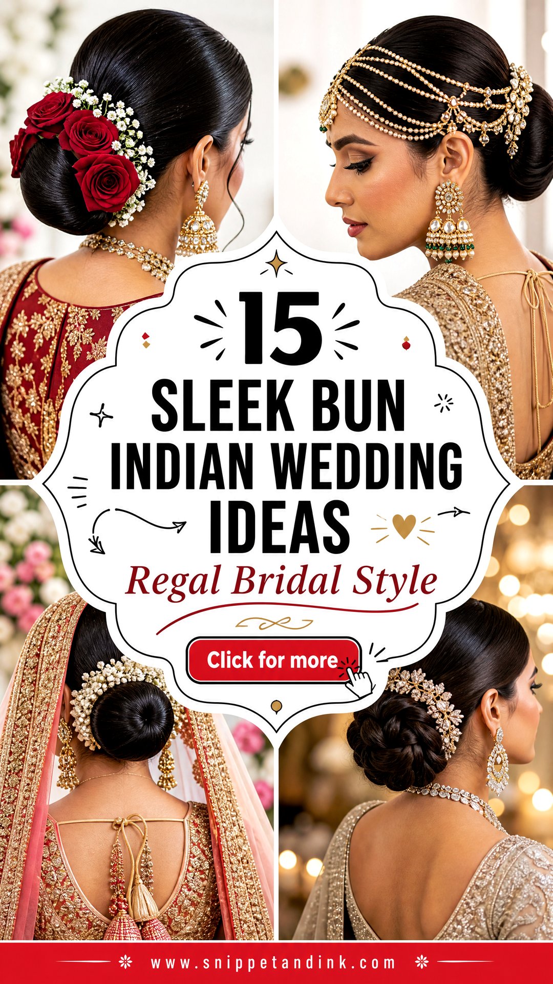 15 Sleek Bun Indian Wedding Ideas for Regal Bridal Style - 15 Sleek Bun Indian Wedding Ideas for Regal Bridal Style