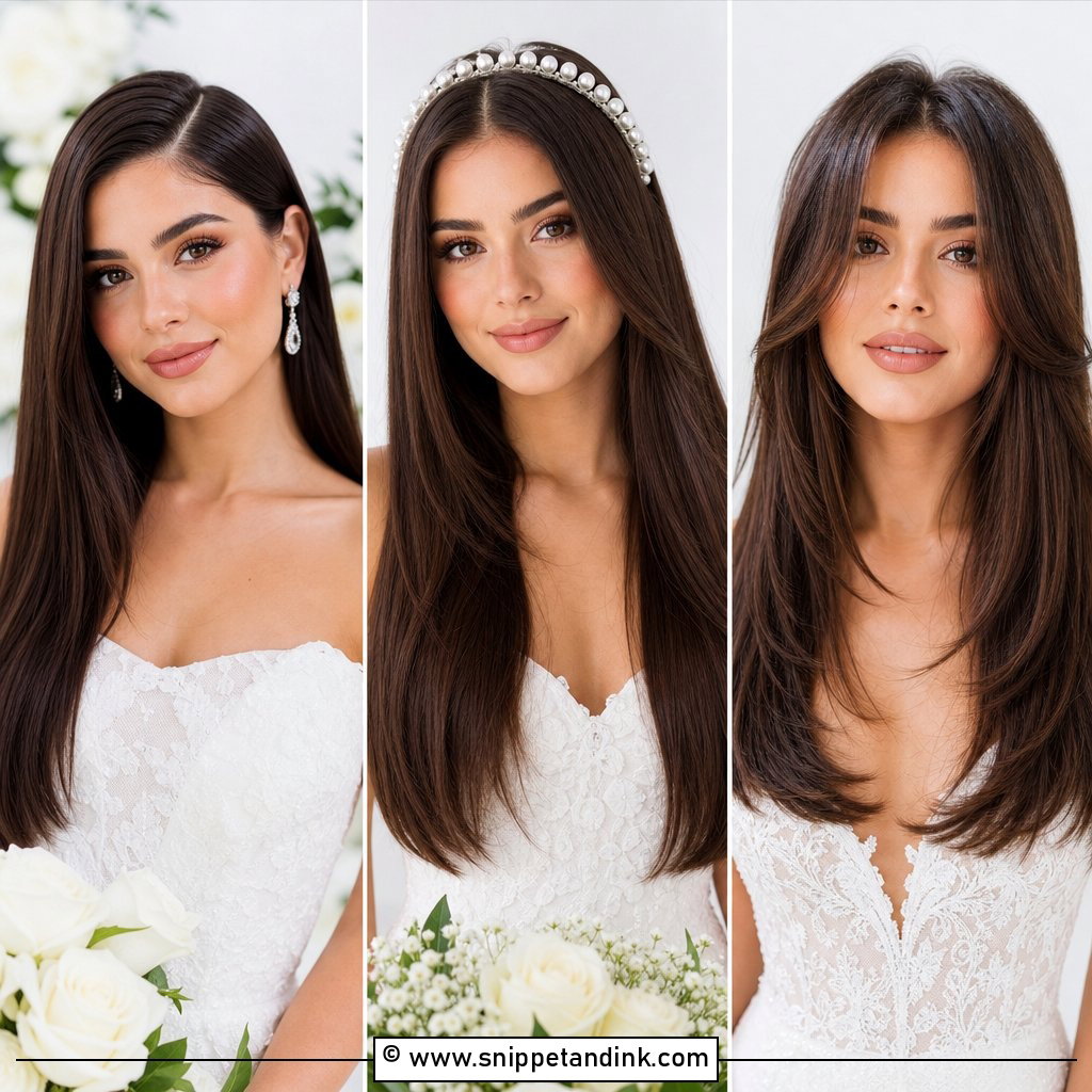 15 Straight Bridal Hair Down Ideas for Soft Sleek Romance