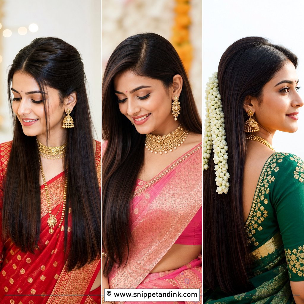 15 Straight Hairstyles Indian Wedding Looks With Sleek Charm