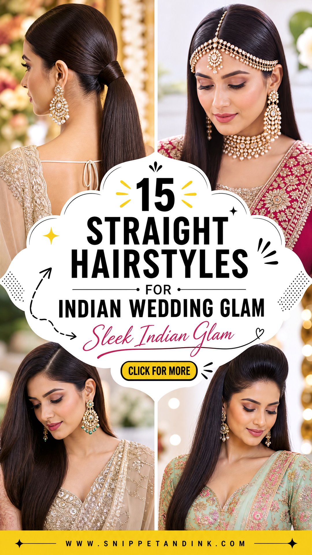 15 Straight Hairstyles for Indian Wedding Glam Sleek Looks - 15 Straight Hairstyles for Indian Wedding Glam, Sleek Looks