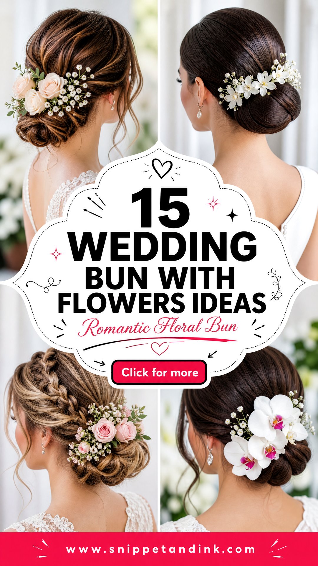 15 Wedding Bun With Flowers Ideas for Romantic Bridal Glam - 15 Wedding Bun With Flowers Ideas for Romantic Bridal Glam