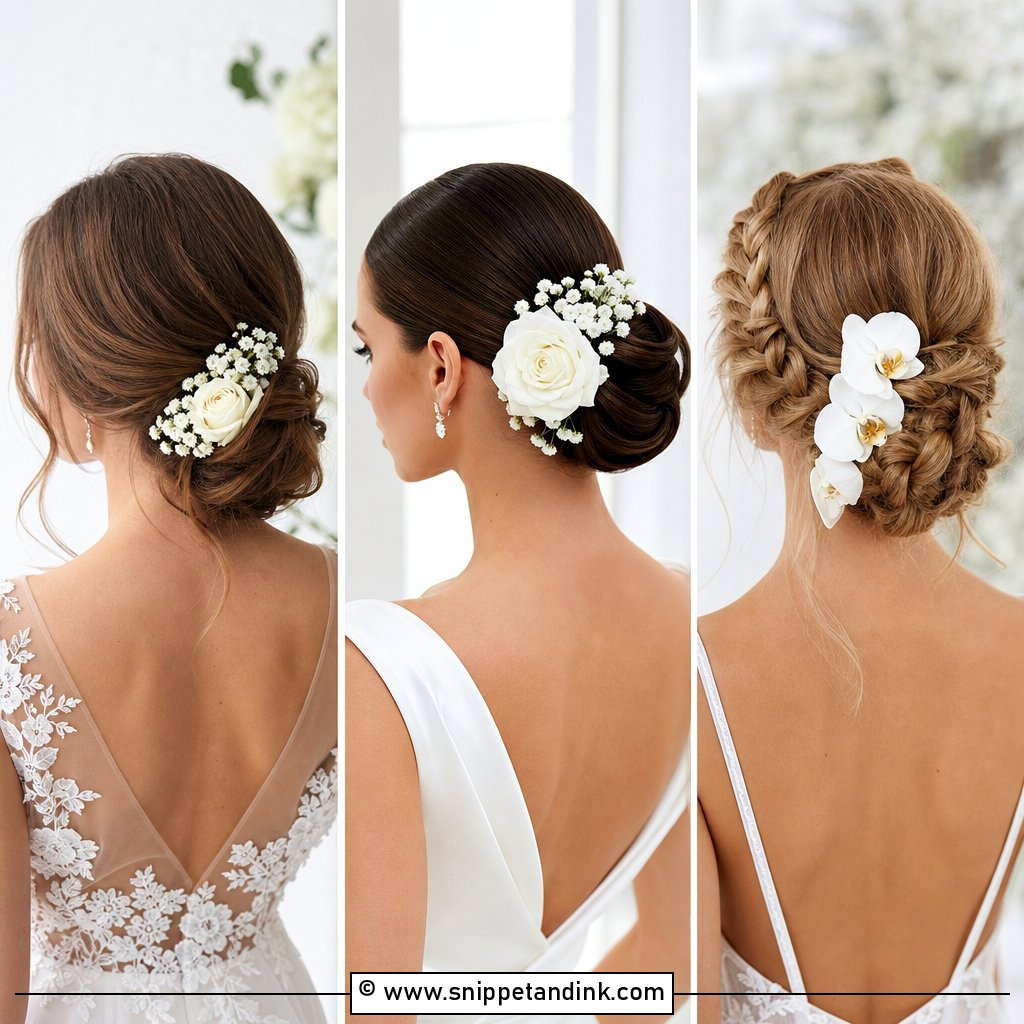 15 Wedding Bun With Flowers Ideas for Romantic Bridal Glam