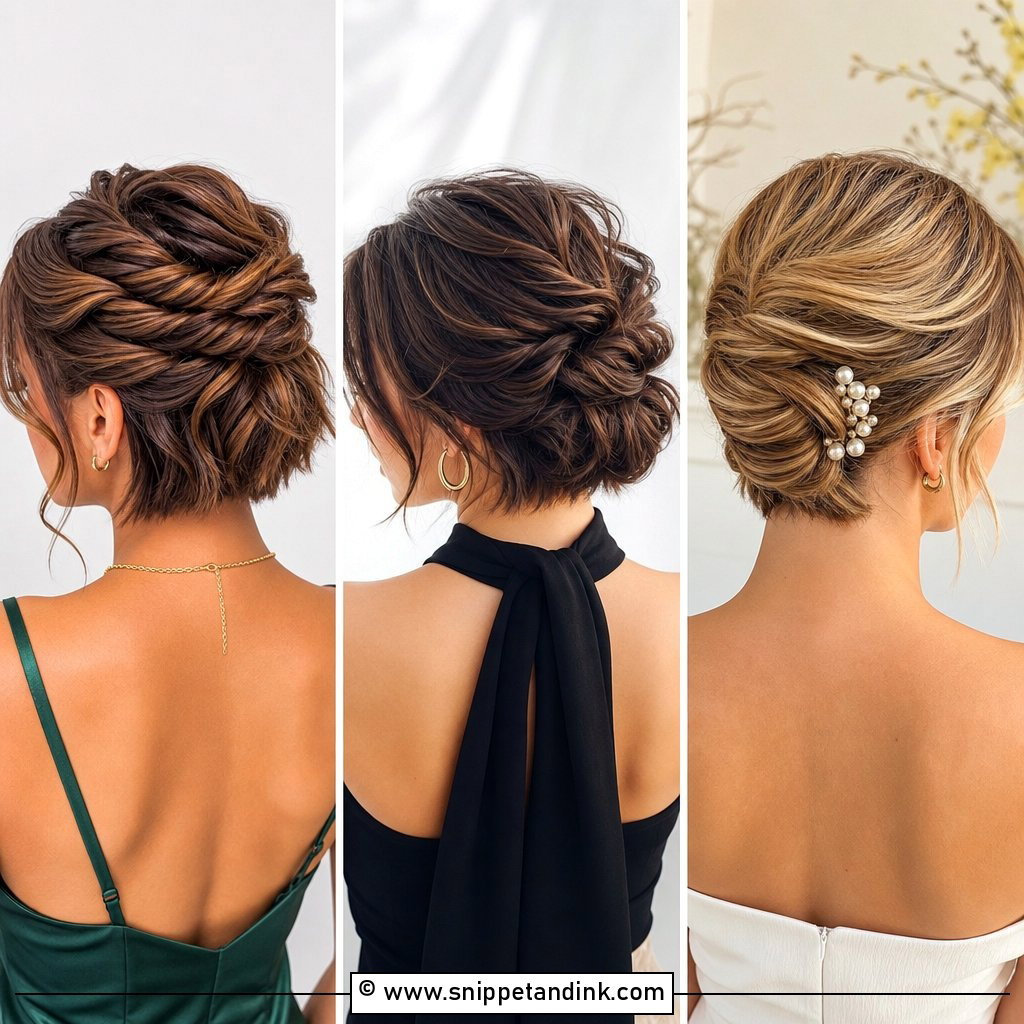 15 Wedding Guest Updos for Short Hair That Feel So Chic