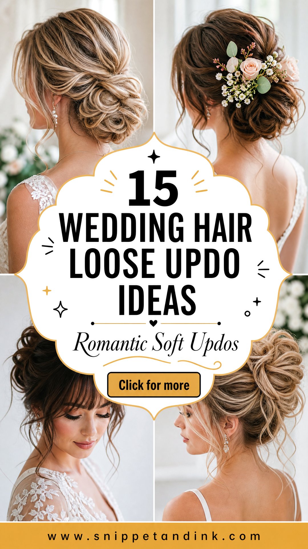 15 Wedding Hair Loose Updo Ideas Romantic Bridal Looks - 15 Wedding Hair Loose Updo Ideas: Romantic Bridal Looks