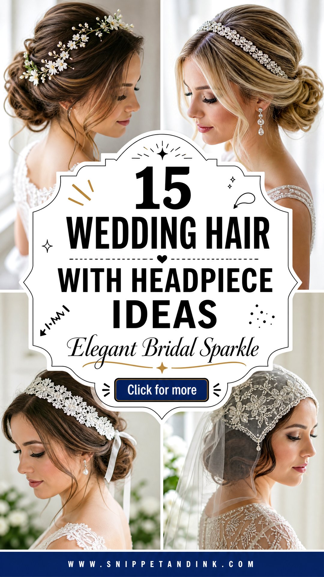 15 Wedding Hair with Headpiece Ideas for Elegant Brides - 15 Wedding Hair with Headpiece Ideas for Elegant Brides