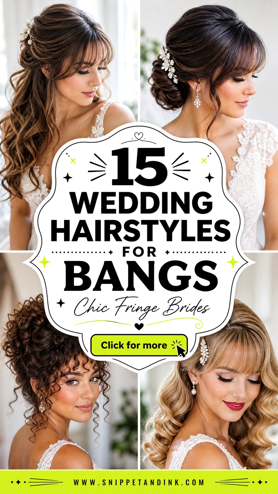 15 Wedding Hairstyles for Bangs Chic Bridal Ideas - 15 Wedding Hairstyles for Bangs: Chic Bridal Ideas