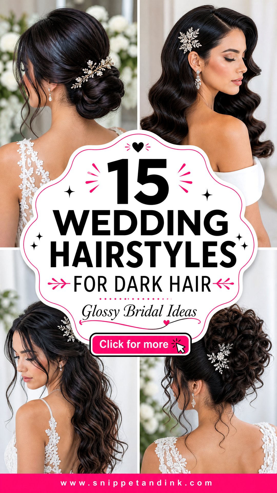 15 Wedding Hairstyles for Dark Hair Glossy Bridal Ideas - 15 Wedding Hairstyles for Dark Hair: Glossy Bridal Ideas