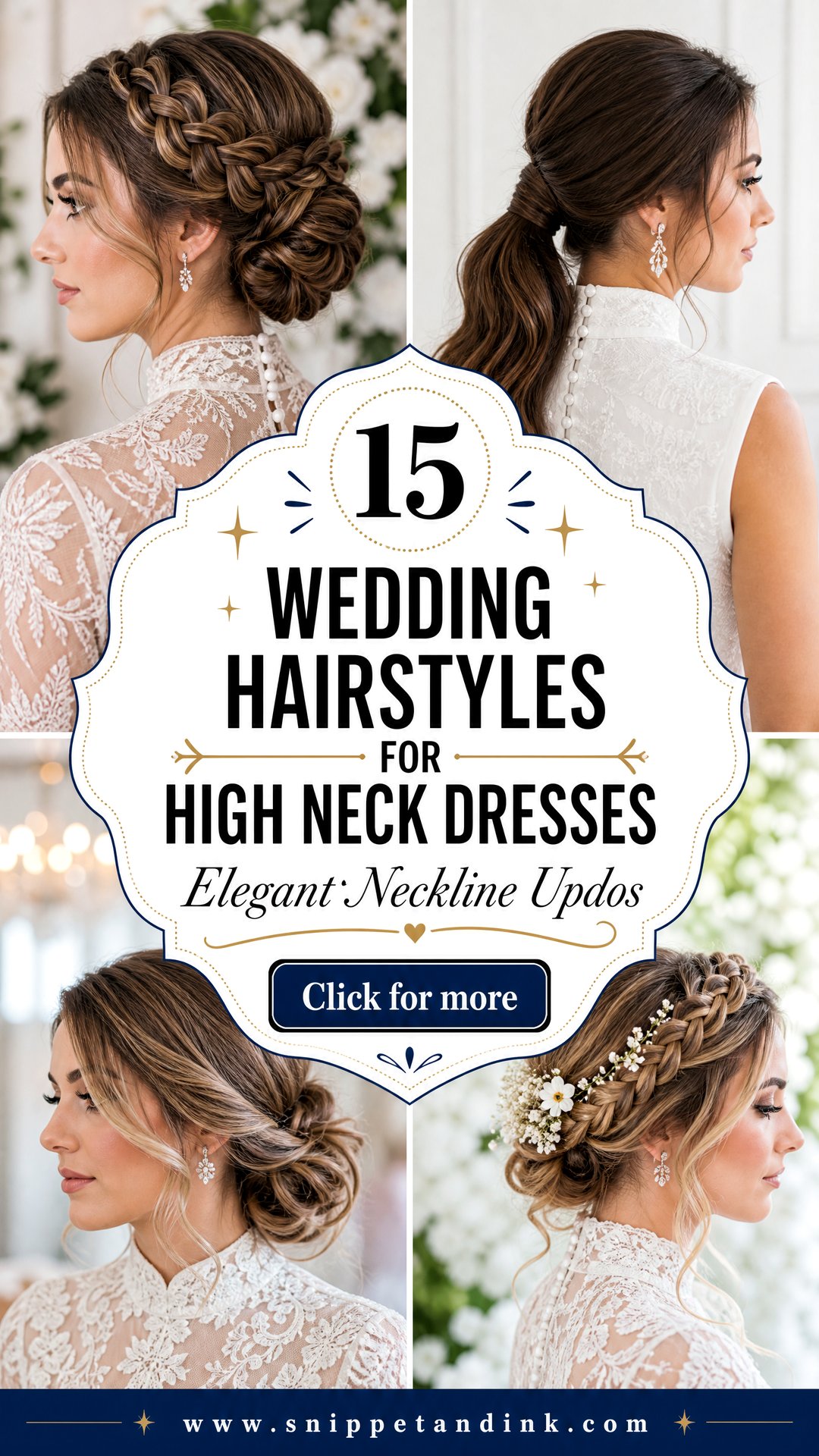 15 Wedding Hairstyles for High Neck Dresses Elegant Updos - 15 Wedding Hairstyles for High Neck Dresses: Elegant Updos