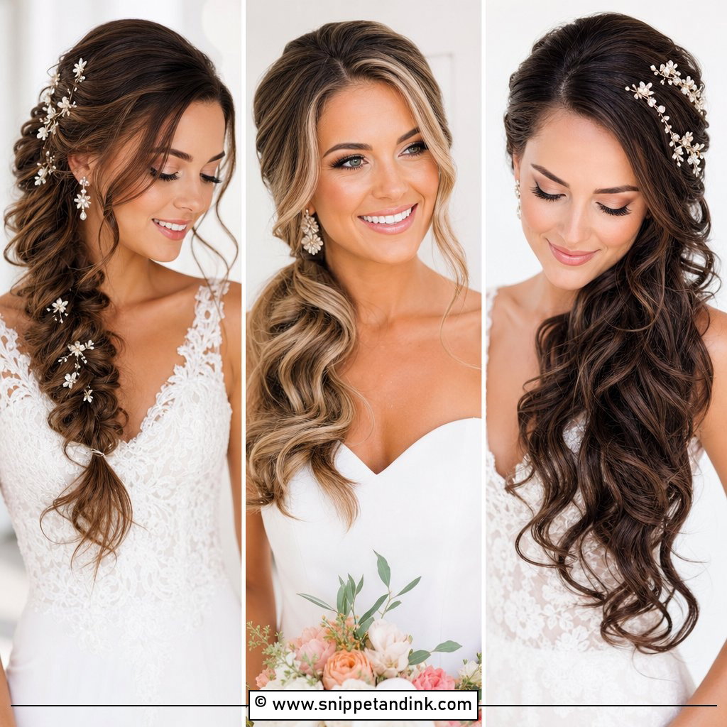 15 Wedding Hairstyles for Long Hair to the Side Romantic Looks