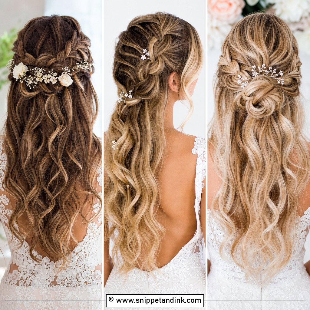 15 Wedding Half-Up Half-Down Braid Ideas for Romance