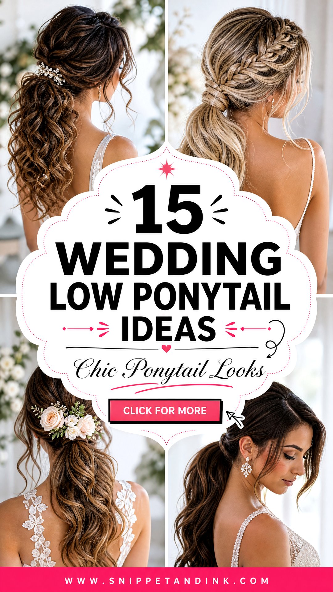 15 Wedding Low Ponytail Ideas for Chic Modern Brides - 15 Wedding Low Ponytail Ideas for Chic Modern Brides