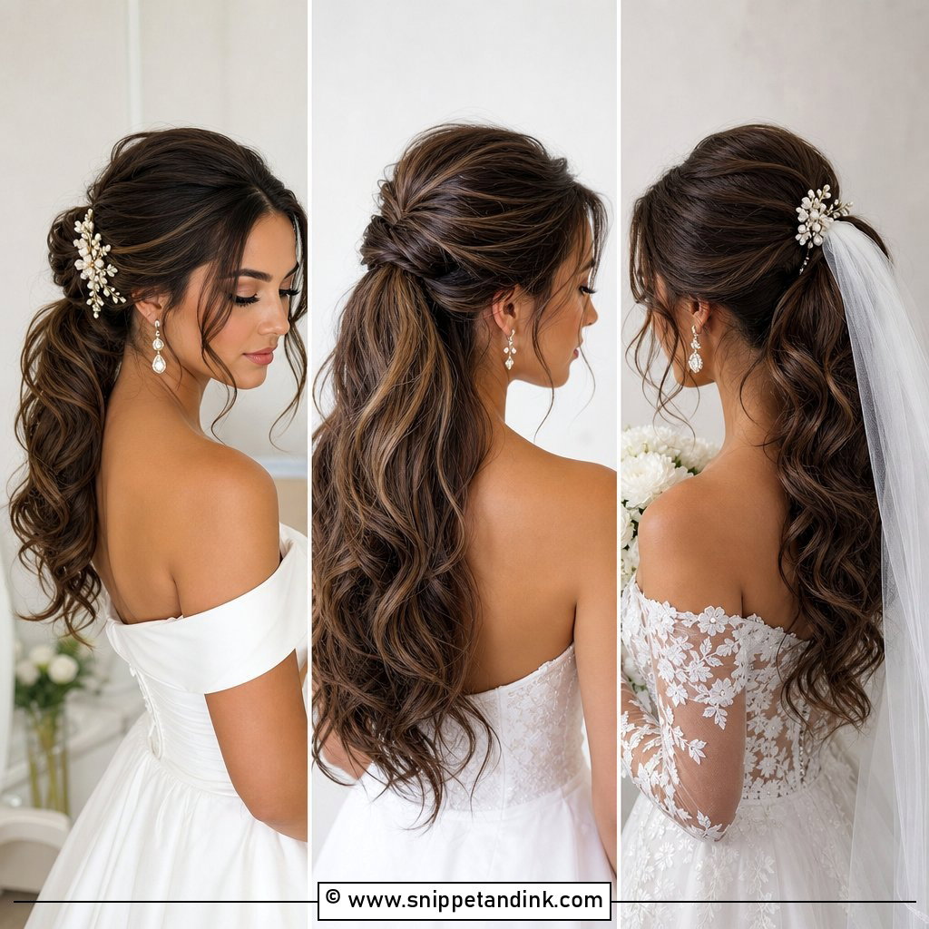 15 Wedding Updos for Long Hair Ponytail Elegant Bridal Looks