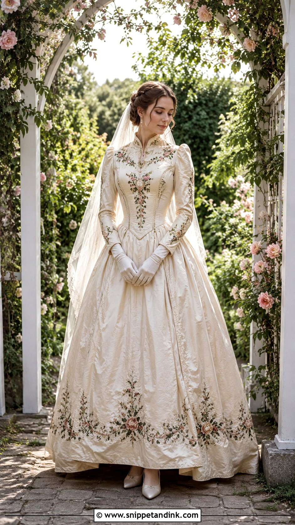 1800s Embroidered Wedding Dress - Snippet and Ink - 25 1800s Wedding Dress Ideas