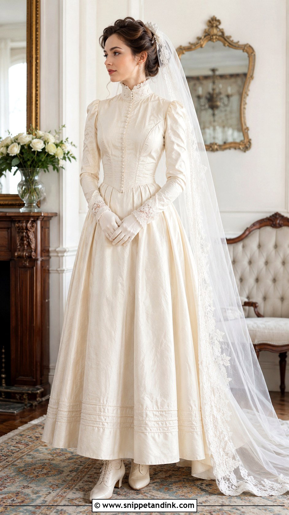 1800s High Neck Wedding Dress - Snippet and Ink - 25 1800s Wedding Dress Ideas