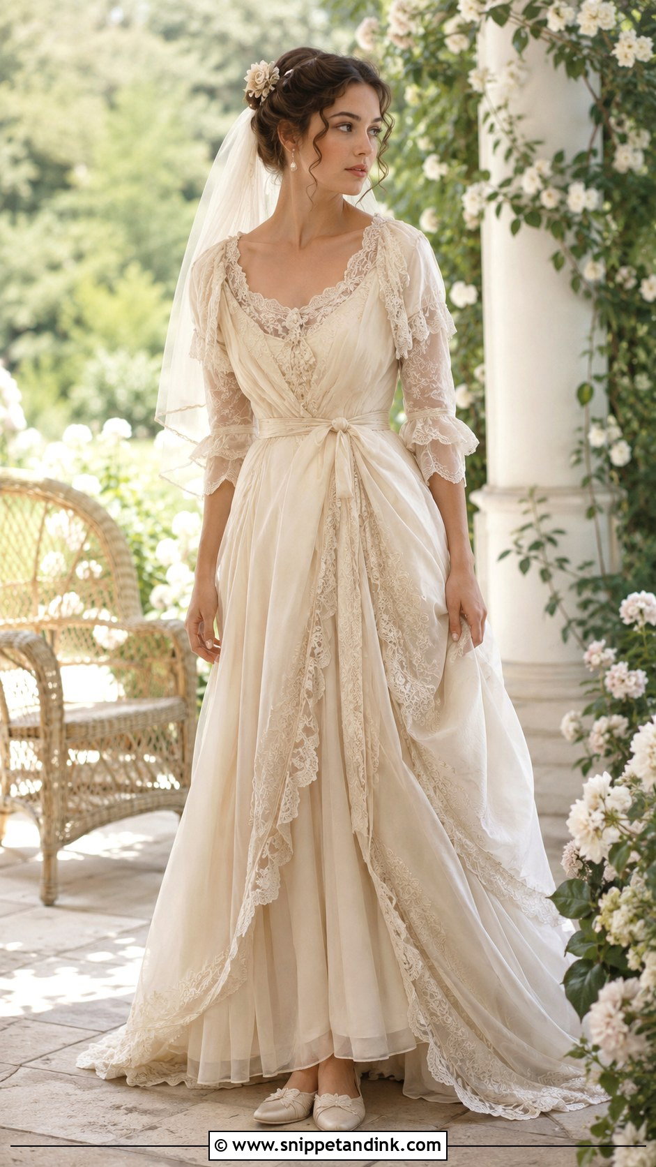 1800s Tea Gown Wedding Dress - Snippet and Ink - 25 1800s Wedding Dress Ideas