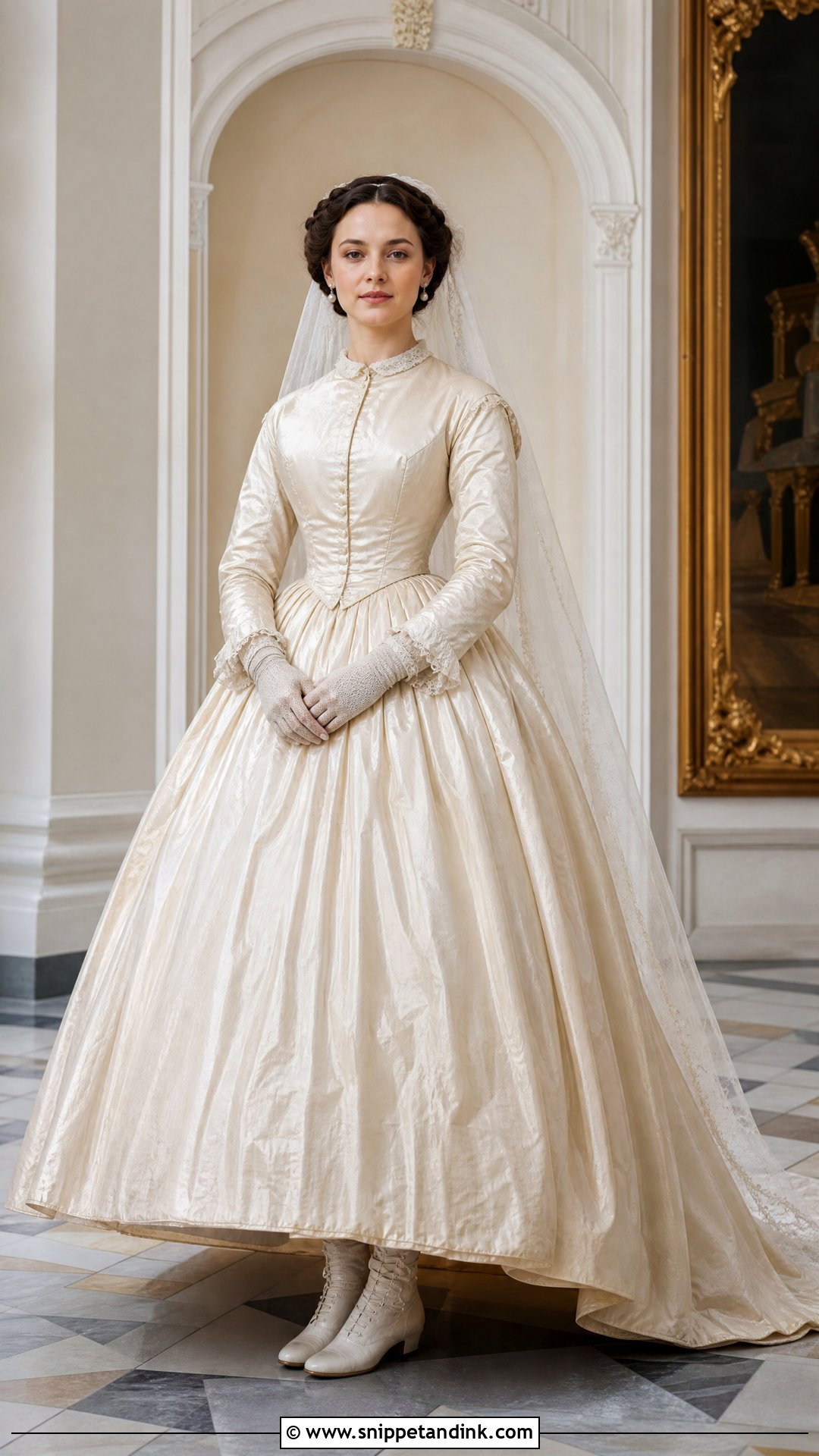 1860s Victorian Wedding Dress With High Neckline - Snippet and Ink - 20 Victorian Wedding Dress 19th Century Ideas