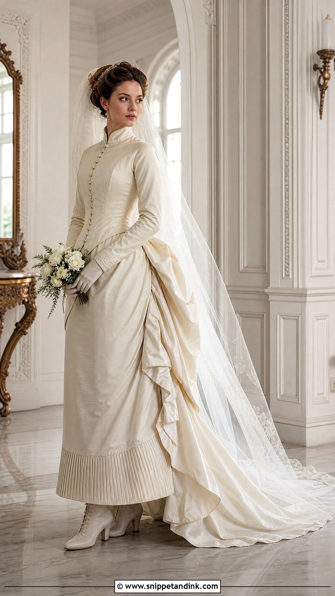 1870s Victorian Wedding Dress With Bustle Train - Snippet and Ink - 20 Victorian Wedding Dress 19th Century Ideas