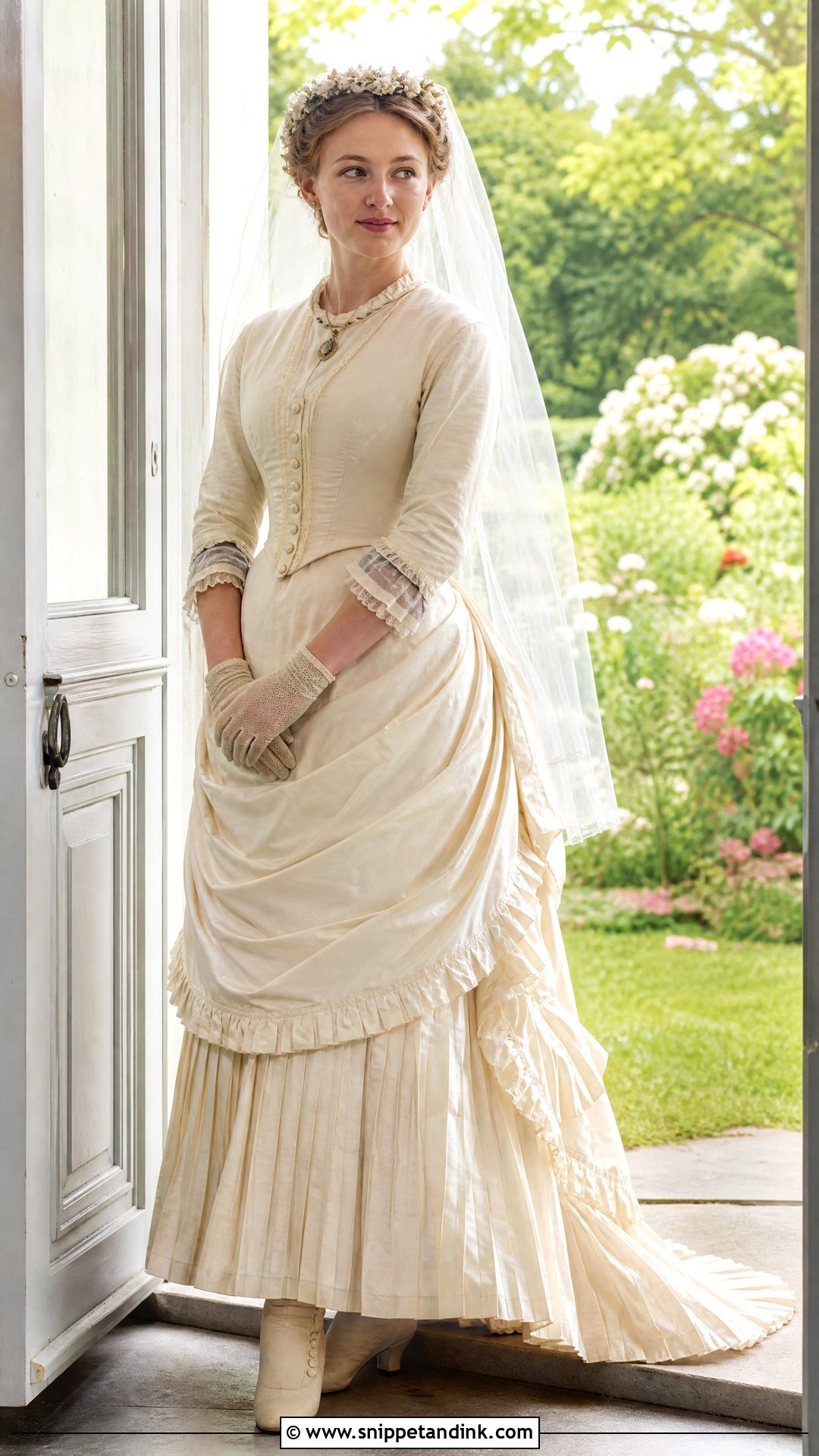 1870s Victorian Wedding Dress With Polonaise Overskirt - Snippet and Ink - 20 Victorian Wedding Dress 19th Century Ideas