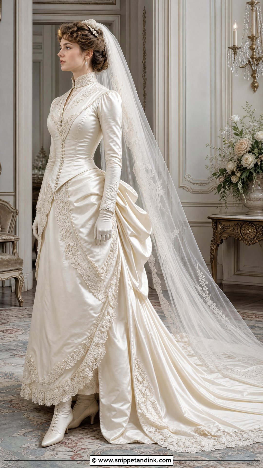 1880s Victorian Wedding Dress With Draped Bustle - Snippet and Ink - 20 Victorian Wedding Dress 19th Century Ideas