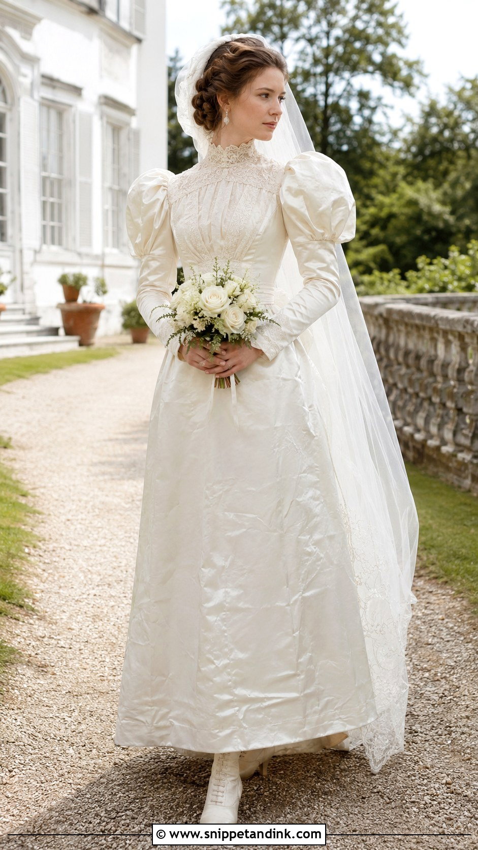1890s Puff Sleeve Wedding Dress - Snippet and Ink - 20 1800 Wedding Dress Ideas