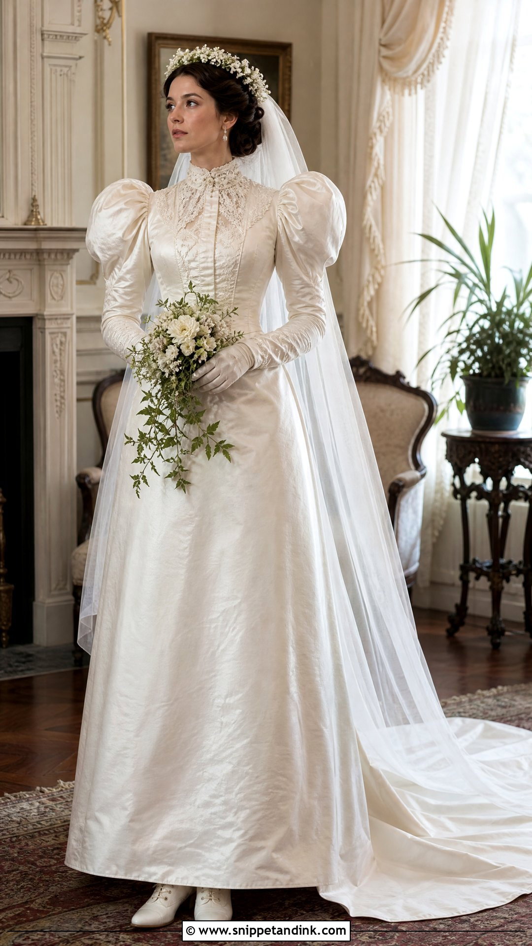 1890s Victorian Wedding Dress With Leg Of Mutton Sleeves - Snippet and Ink - 20 Victorian Wedding Dress 19th Century Ideas