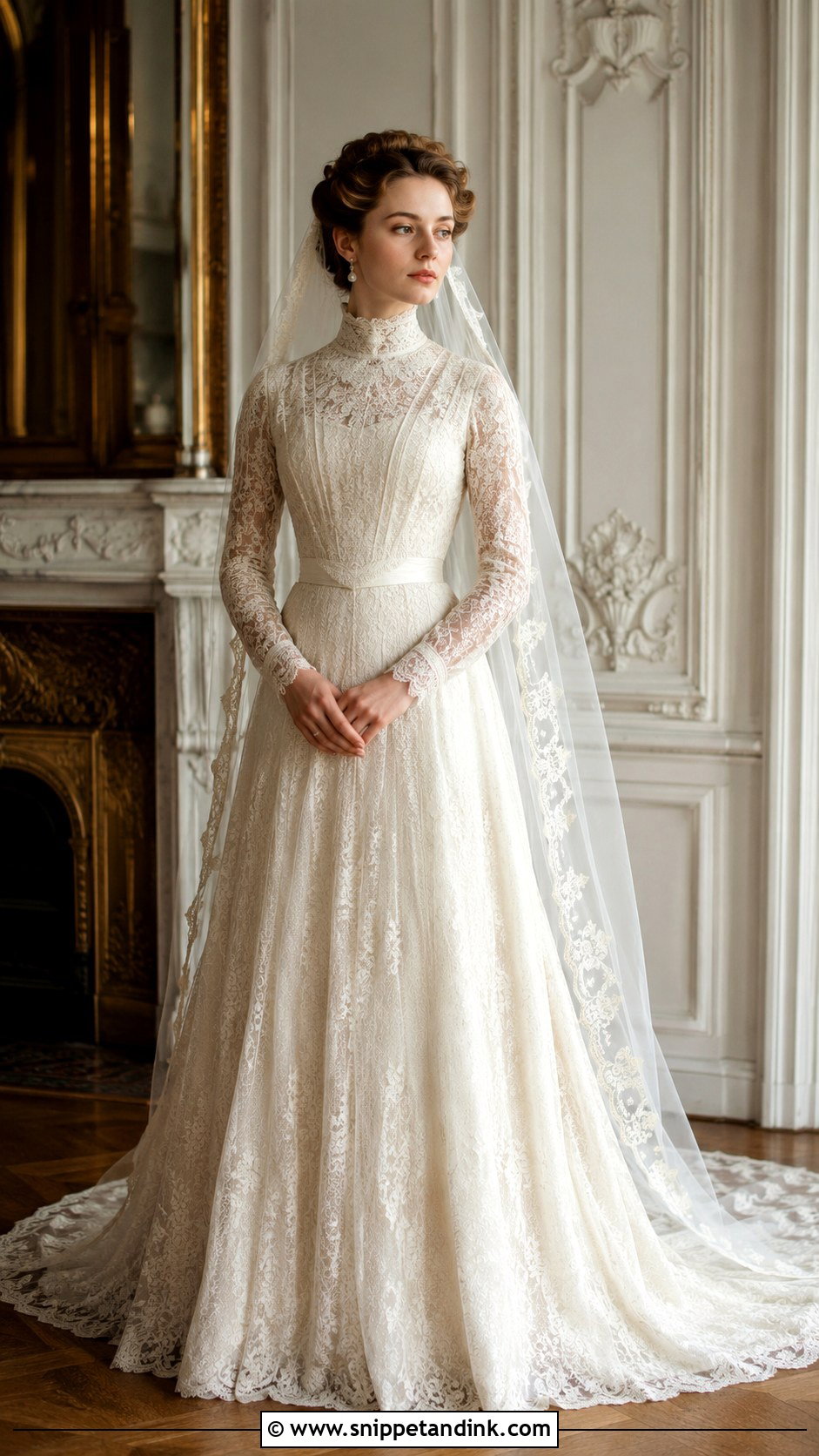 1900s High Neck Lace Wedding Dress - Snippet and Ink - 20 1900s Wedding Dress Ideas