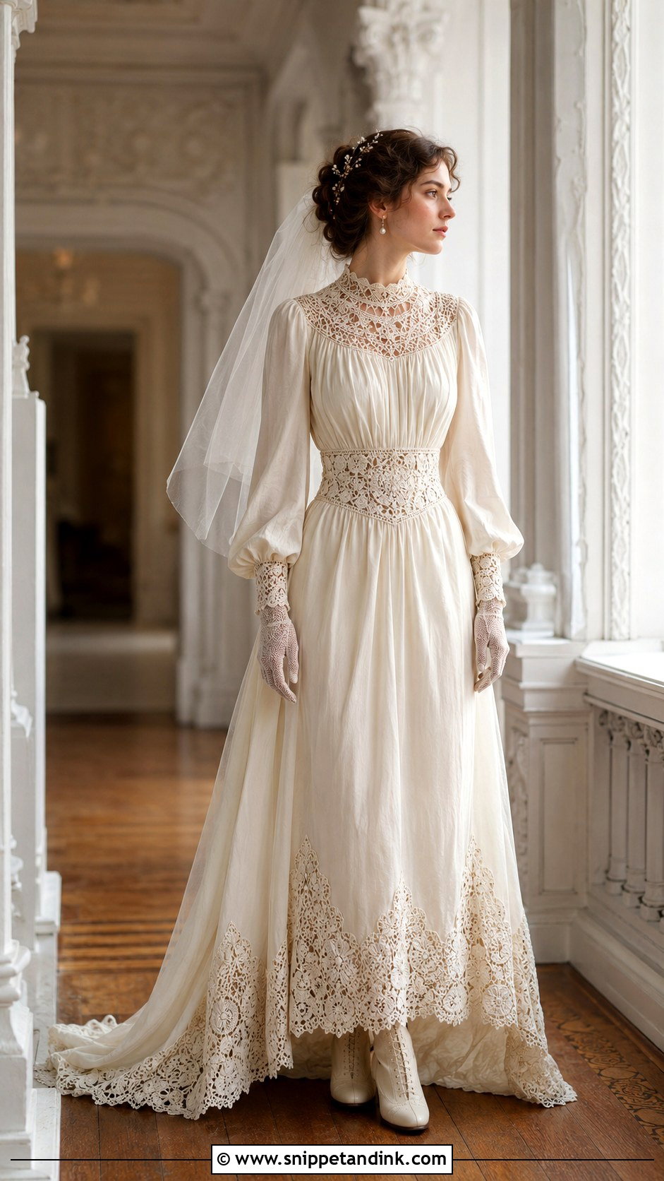 1900s Irish Crochet Wedding Dress - Snippet and Ink - 20 1900s Wedding Dress Ideas
