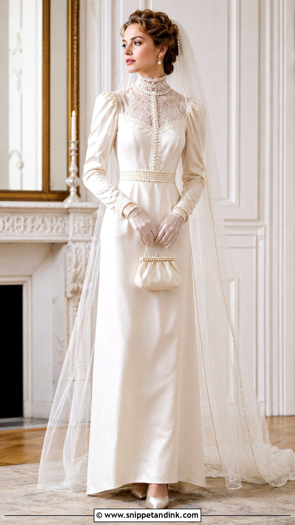 1900s Pearl Trim Wedding Dress - Snippet and Ink - 20 1900s Wedding Dress Ideas