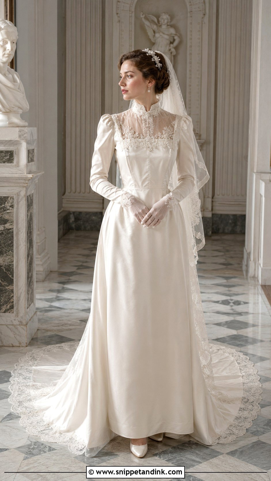 1900s Square Lace Yoke Wedding Dress - Snippet and Ink - 20 1900s Wedding Dress Ideas