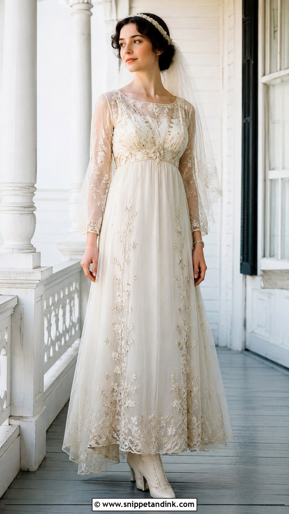 1910s Embroidered Antique Wedding Dress - Snippet and Ink - 20 Antique Wedding Dresses