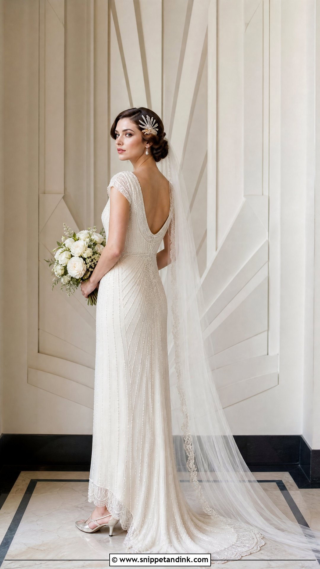 1920s Art Deco Column Wedding Dress - Snippet and Ink - 20 Old School Wedding Dress Ideas