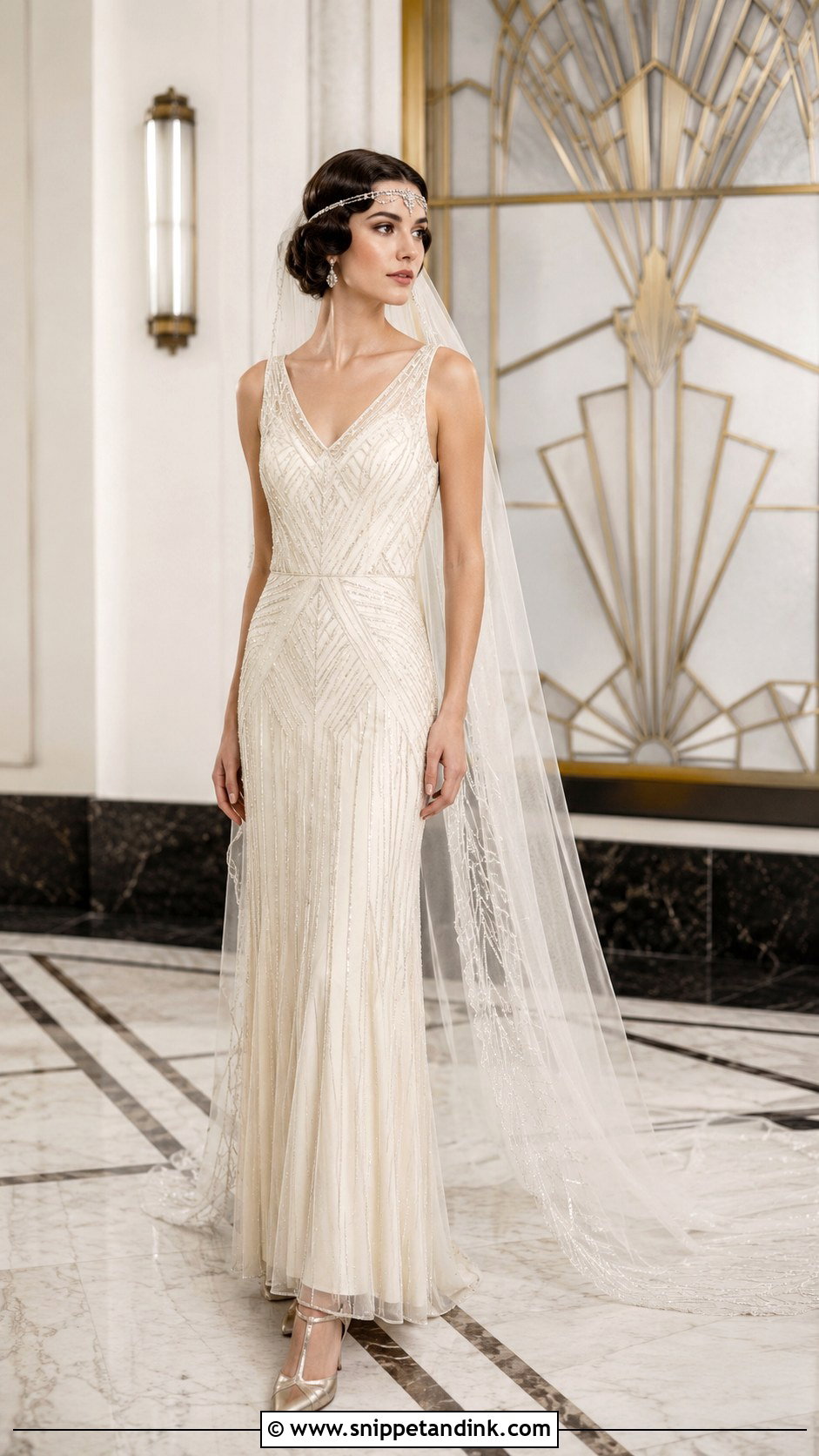 1920s Beaded Column Wedding Dress - Snippet and Ink - 20 Elegant Classy Vintage Wedding Dress Ideas