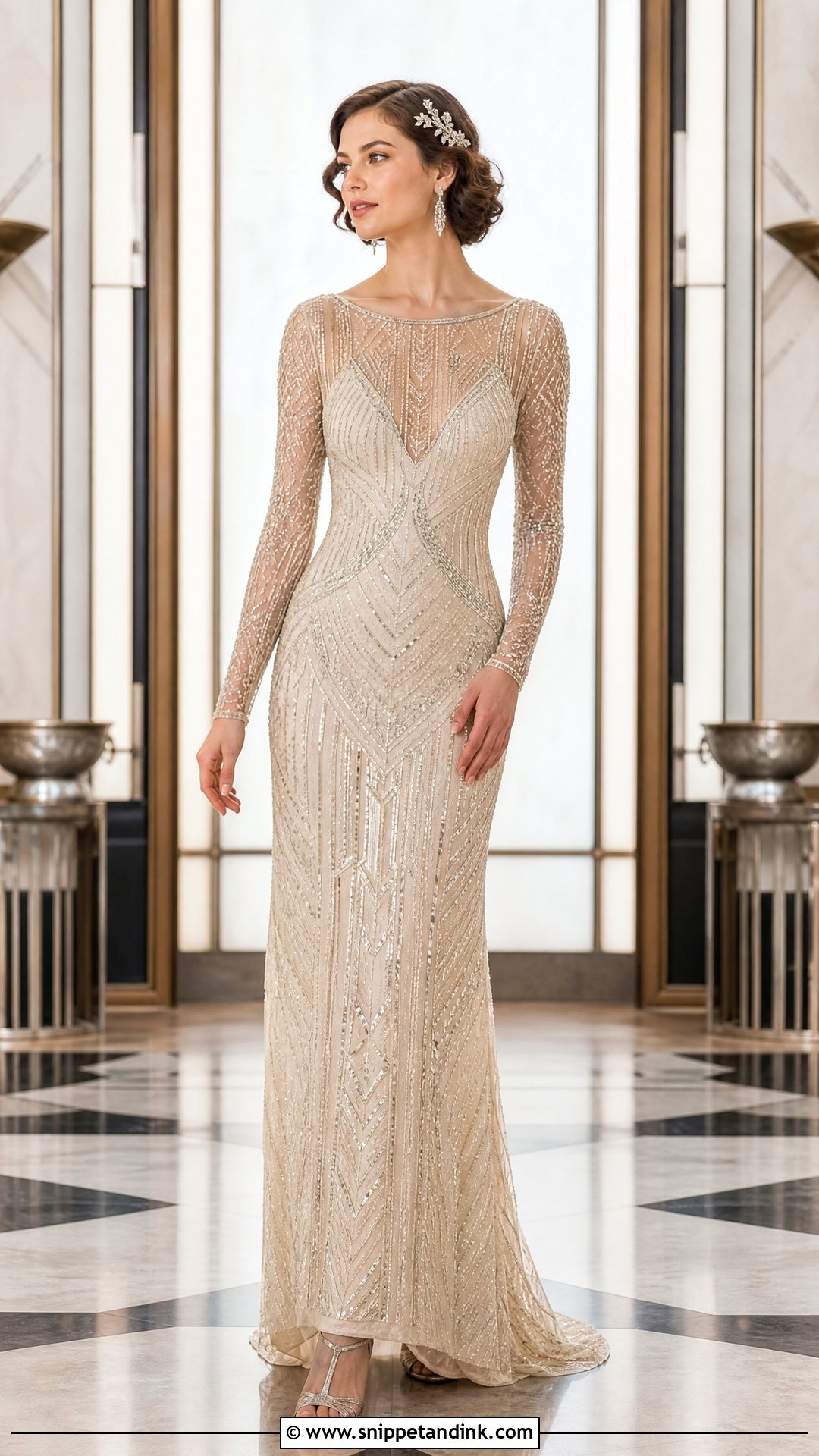 1920s Beaded Long Sleeve Wedding Dress - Snippet and Ink - 25 Vintage Long Sleeve Wedding Dress Ideas