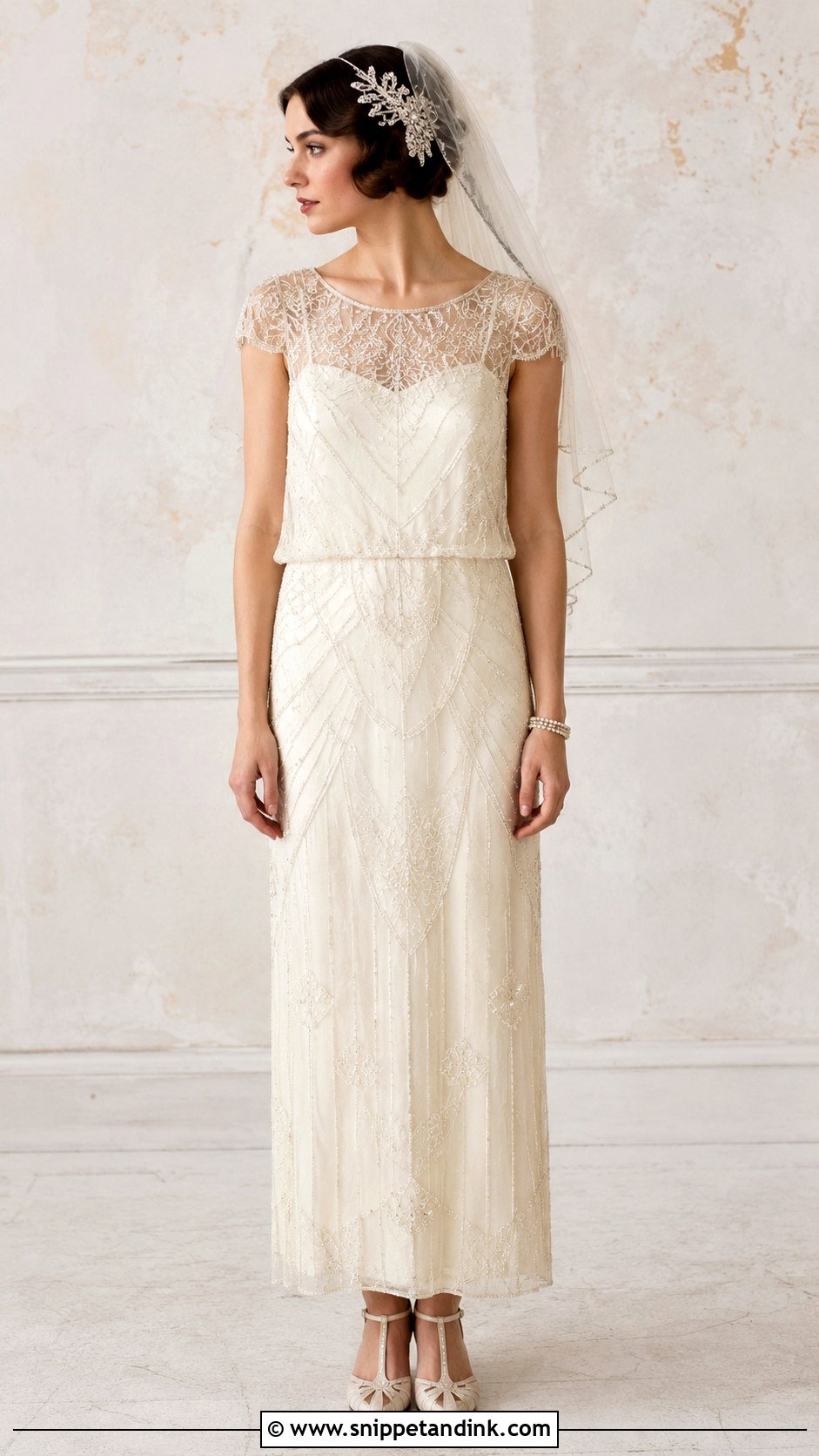 1920s Cap Sleeve Wedding Dress - Snippet and Ink - 25 1920 Wedding Dress Ideas