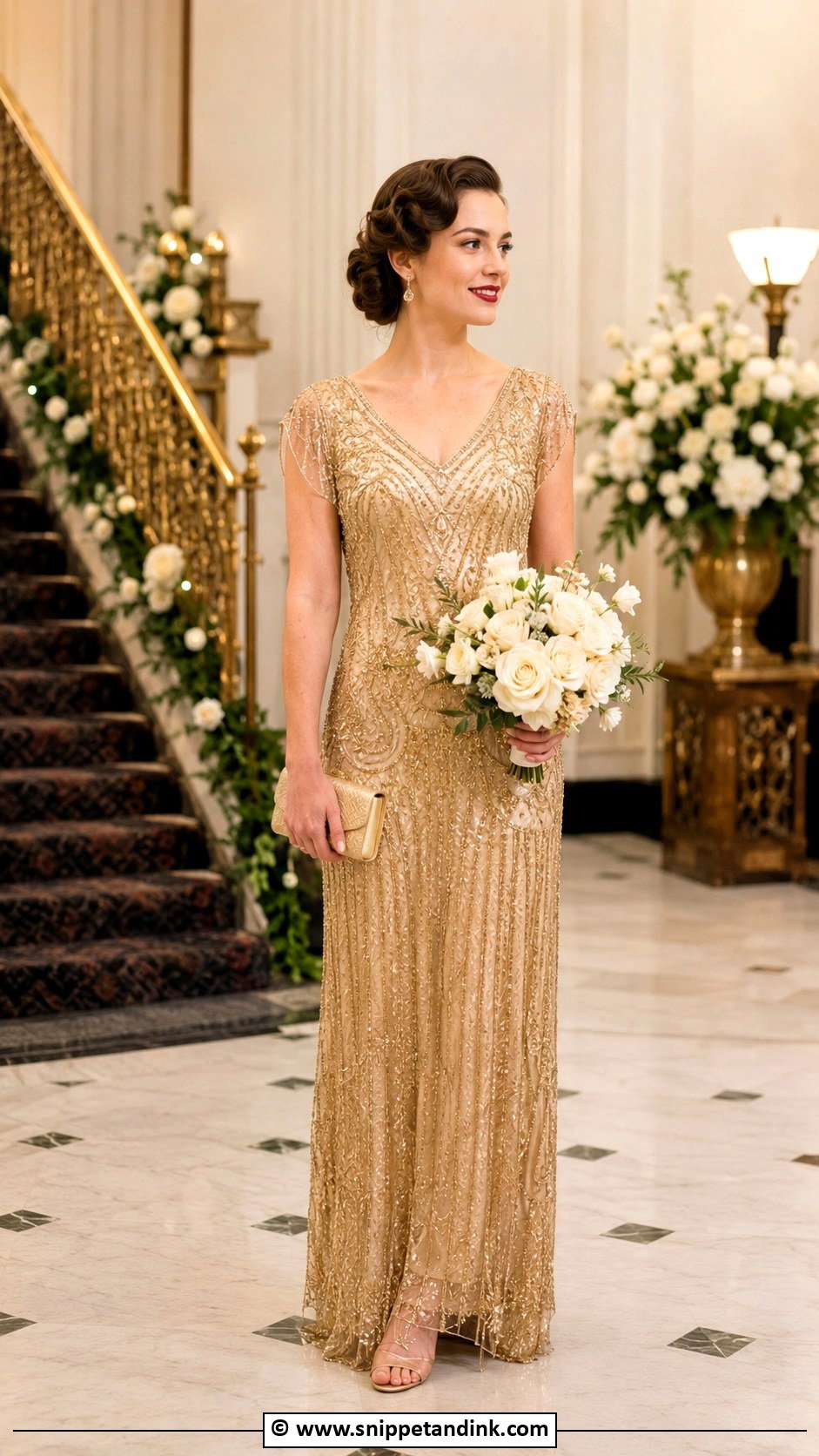 1920s Gold Wedding Dress - Snippet and Ink - 30 1920s Wedding Dress Ideas