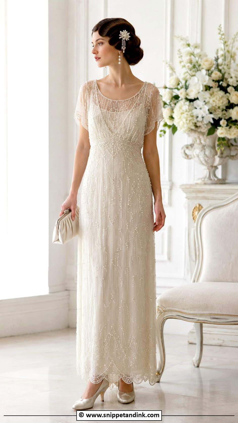 1920s Pearl Wedding Dress - Snippet and Ink - 30 1920s Wedding Dress Ideas